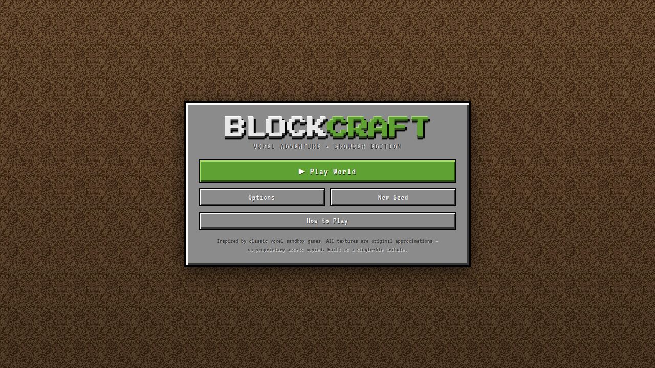 BlockCraft Voxel Adventure by Muse Spark: a blocky world at ground level