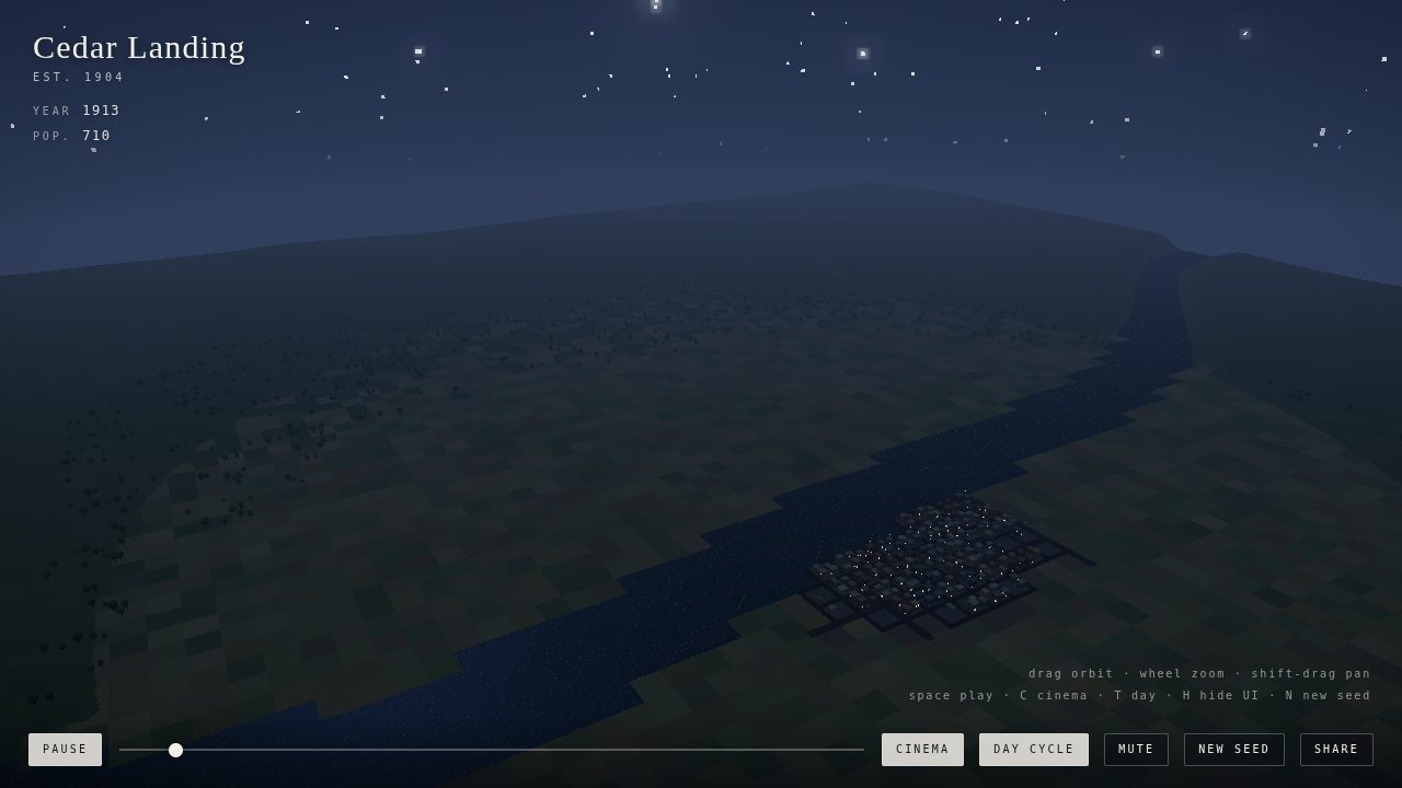 BOOMTOWN: a procedural county map with river, roads and districts