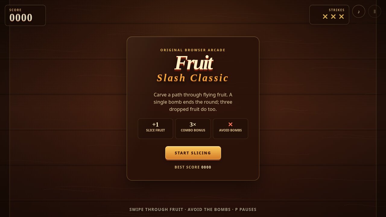 Fruit Slash: fruit flying across the board mid-combo