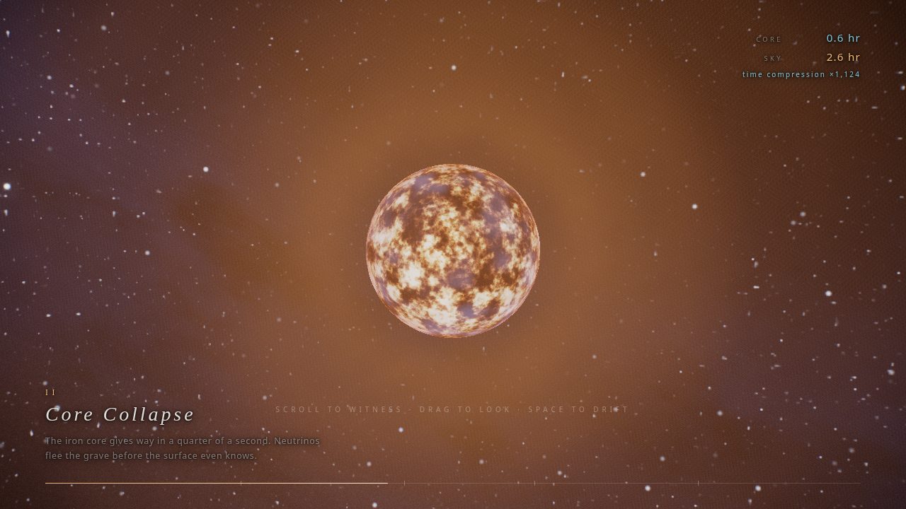 Lastlight: a supergiant star filling the frame at the moment of core collapse