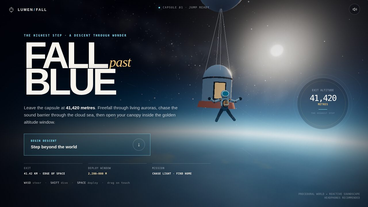 Lumenfall: a freefall through the stratosphere above the cloud sea