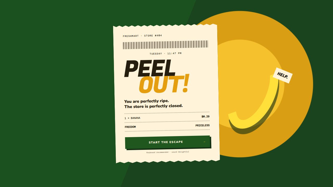 PEEL OUT: a cartoon banana mid-escape