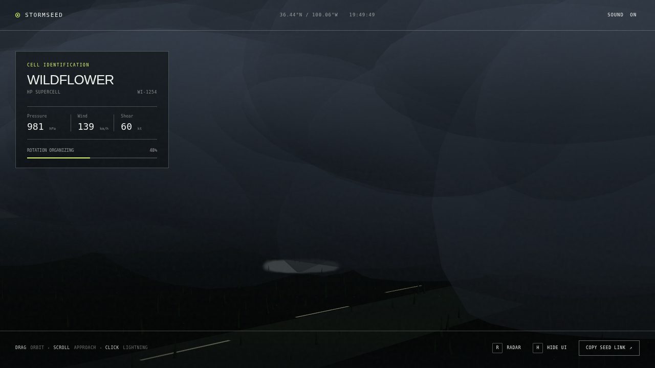 STORMSEED: a procedural supercell thunderhead over open ground