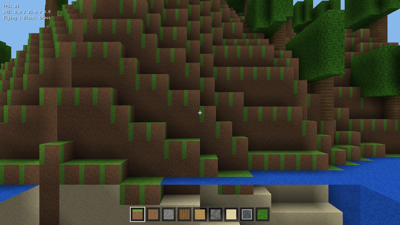 VoxelCraft: voxel terrain with snow and glass