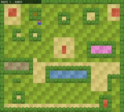 Pokemon Battle Gen I Clone: Route 1 overworld with tall grass