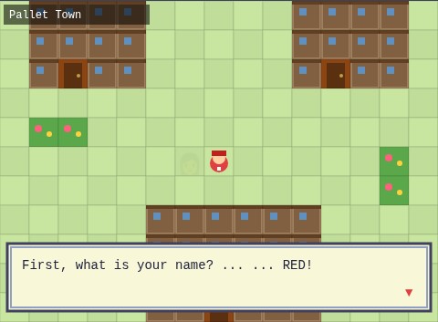 Pokémon Classic: Pallet Town with the intro asking the player's name